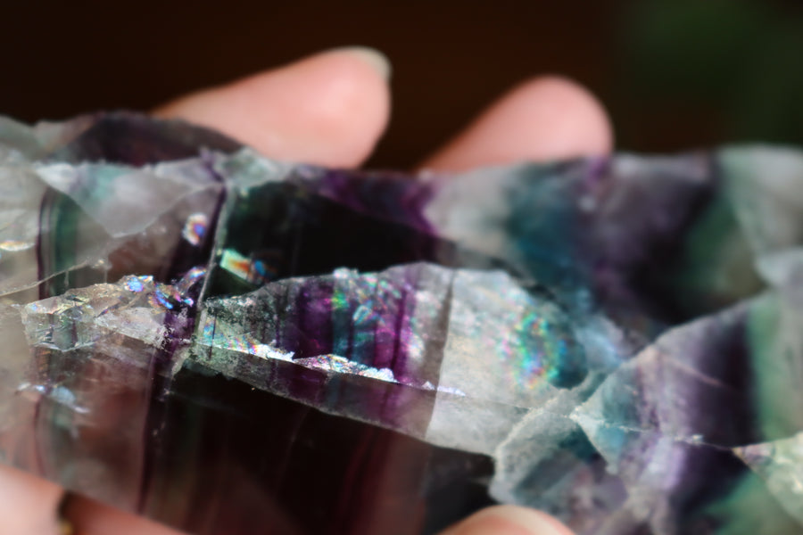 Semi polished rainbow fluorite 3 new