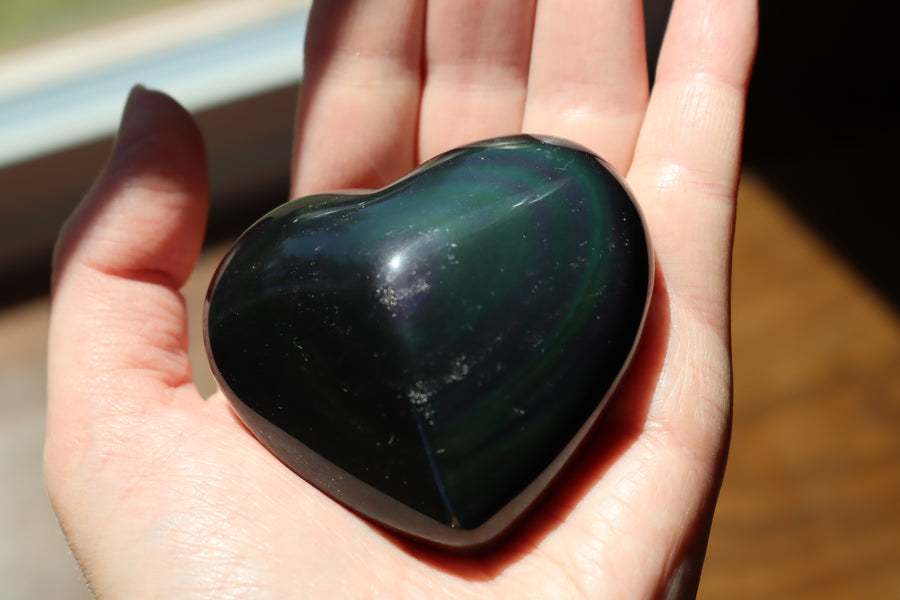 Rainbow obsidian heart 2 new