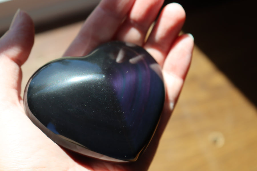 Rainbow obsidian heart 3 new