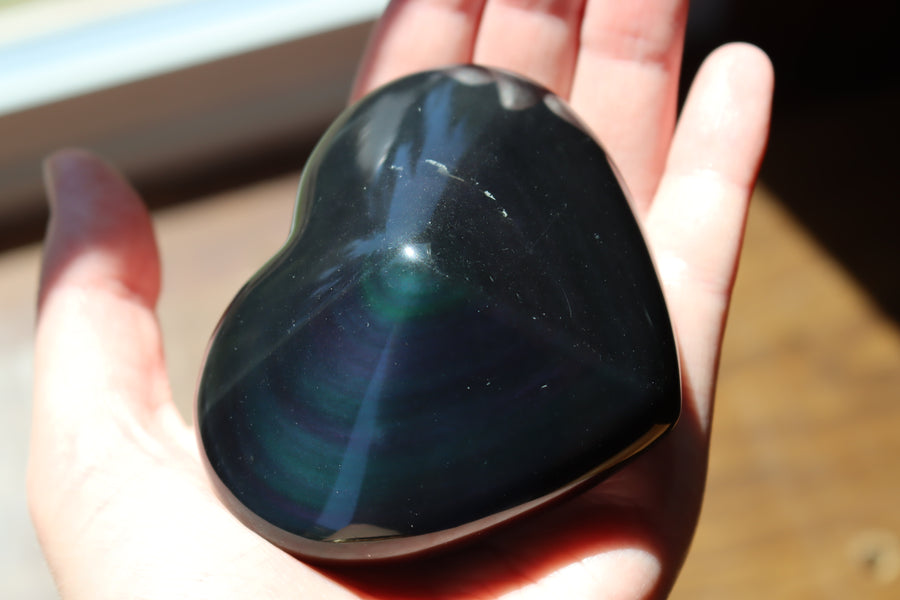 Rainbow obsidian heart 3 new